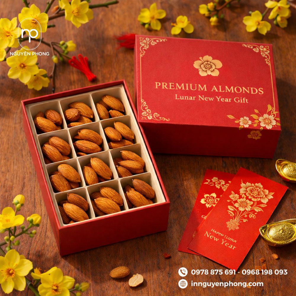 Mẫu thiết kế hộp đựng hạnh nhân nắp âm dương